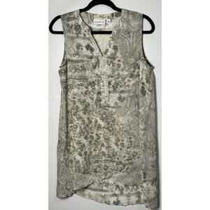 Susan Graver Women's Multicolor Sheer Top Sleeveless Hi-Lo Tunic V-Neck Size 6